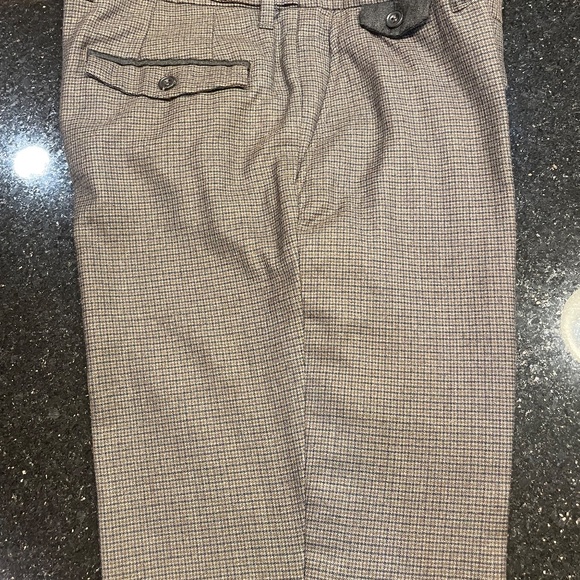 Next Mens 34 Formal Suit Dress Pants / Trousers Check Tapered Brown - Li… - Picture 6 of 13